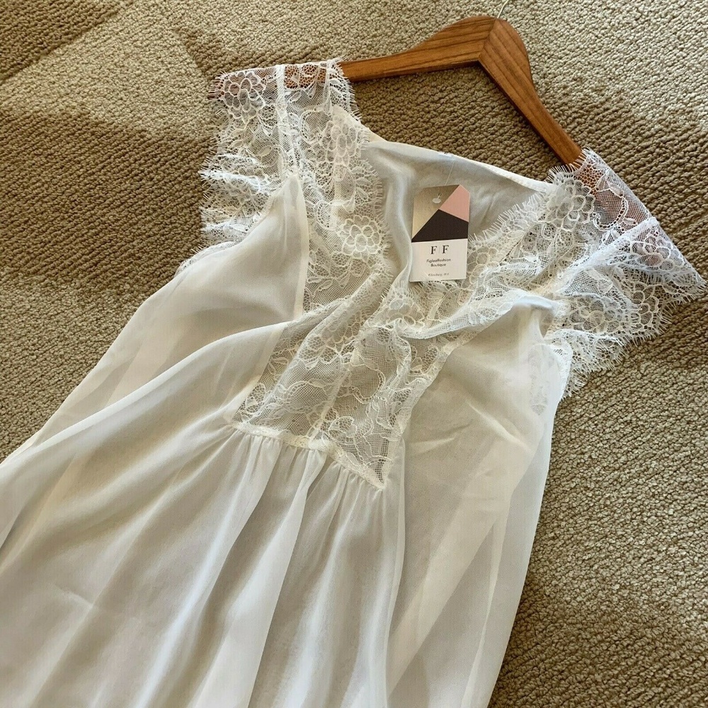 LAST TWO! Lace Flowy Chiffon Boho Top Blouse - Picture 2 of 8